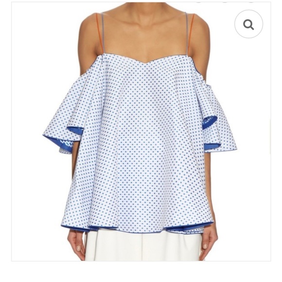 Anna October Polka Dot Off-Shoulder top  sz S - Picture 1 of 8